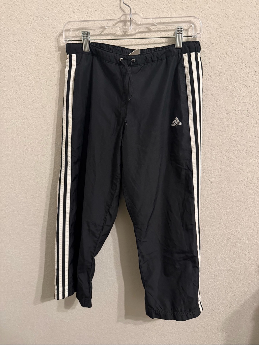 adidas Black Jogger Sweatpants with White Three-Stripes